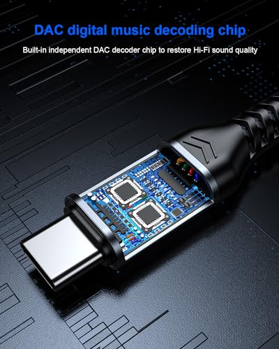 USB C to 3.5mm Audio Adapter - Headphone Jack to USB-C Dongle, Hi-Res DAC Type-C to Aux Female Adapter for Car & Home Stereo, Compatible with iPhone 15/16/17 Series, Galaxy S25, S24, Pixel 10, 9, iPad