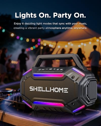 80W Bluetooth 6.0 Outdoor Speakers, Portable Waterproof Bass Speaker | 30H Playtime,Bass, RGB Lights, BassUp 2.0, IPX6 Waterproof, TWS, 80W(Peak) Loud, Bluetooth 6.0 - color: Black
