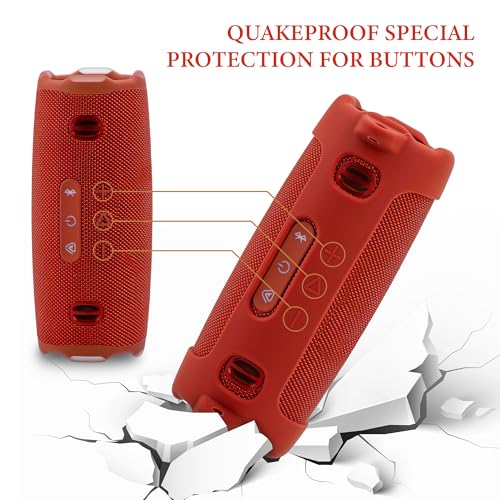 Geekria Silicone Case Compatible with JBL Charge 6, Lightweight Shockproof Speaker Cover with Shoulder Strap, Anti-Slip Protective Sleeve for Travel, Beach, Camping & Everyday Use (Red) - color: Red