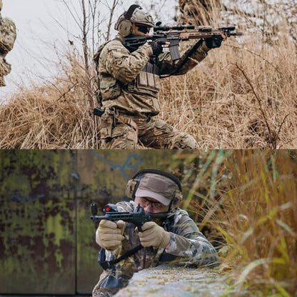 Military-Grade Headset with NATO Plug Airsoft COMMS kit for MilSim PTT Boom Mic Earpro Integration Electronics Earmuffs Compatible for 2 Pin Walkie Talkies