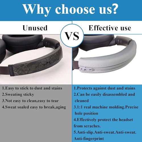 Adhiper Silicone Sweat Headband Cover for Sony WH-1000XM4, WH-CH720N, WH-XB910N, ULT WEAR, Washable Zipped Dustproof Headband Cover Protector for Soundcore Space Q45, Life Q30 & Q20 (White) | Silicone Sweat Cover for Sony WH-1000XM4 XM3 & Soundcore Q45 Q3