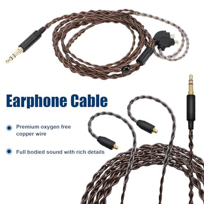 Detachable Earphone Cable 2 Pin 0.78mm OFC Replacement Wire, 3.5mm Headphone Extension Cable with Gold Plated Plug, Free Design for ZSN ZS10 ZSX AS12 AS16 TFZ