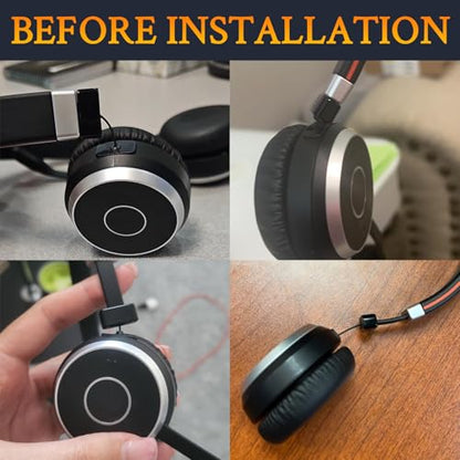 SOULWIT Headphones Broken Hinge Swivel Fix Linking Connectors Repair Kit for Jabra Evolve 65/40/30/20 Headsets (Wired Only), Replacement Joints for Headband Side Cover Slider Accessories - Black