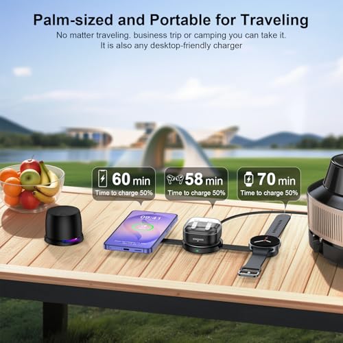 3 in 1 Wireless Charging Station Samsung, Foldable Wire Less Charging Pad for Samsung S26 S25 Ultra S24, Fast Charging Station Galaxy Watch8/7 Galaxy Buds4, Travel Charger for Samsung Multi Devices - color: Wireless Charger Black