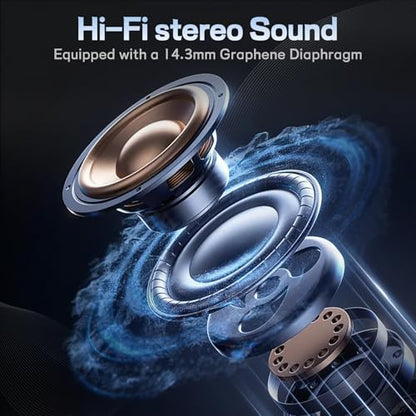 Wireless Sports Earhook Earbuds, Sweatproof Secure-Fit Bluetooth 6.0 Headphones with Hi-Fi Stereo Sound, 80H Playtime, Easy Button Control for Running Workout Gym