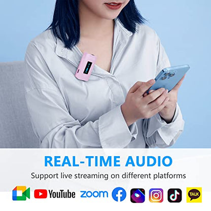 BOYA BY-XM6-K2P Dual Wireless Lavalier Microphone System with 2 Transmitters for DSLR Camera Camcorder Smartphones in Vlog YouTube Video Facebook Live (Pink)