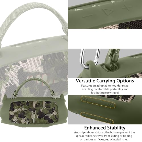 khanka Silicone Case for JBL Charge 6 Waterproof Speaker,Military Green | EVA Hard Shell, Carabiner Clip Attachment, Travel-Ready Portable Storage, Impact Resistant Protection, Secure Custom Fit - color: Military Green
