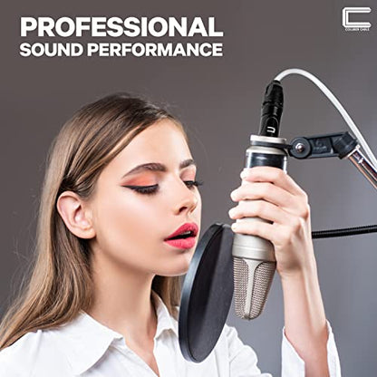 Balanced XLR Cable Male to Right Angle Female - 10 Feet White - Pro 3-Pin Microphone Connector for Powered Speakers, Audio Interface or Mixer for Live Performance & Recording