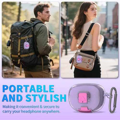 for Bose Ultra Open Earbuds Case with Secure Lock & Phone Stand, Soft TPU Shockproof Protective Clear Case for Bose Open Ear Earbuds Accessories with Cleaning Pen & Keychain (Clear Purple) - color: Clear Light Purple