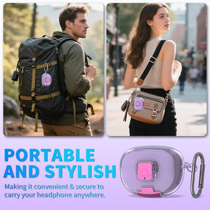 for Bose Ultra Open Earbuds Case with Secure Lock & Phone Stand, Soft TPU Shockproof Protective Clear Case for Bose Open Ear Earbuds Accessories with Cleaning Pen & Keychain (Clear Purple) - color: Clear Light Purple