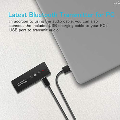 Bluetooth 5.3 Transmitter for TV PC, Audio Receiver for Car Speaker System | 2026 Upgraded 3-in-1 Portable Wireless Rechargeable Stereo Transceiver Adapter - color: Black