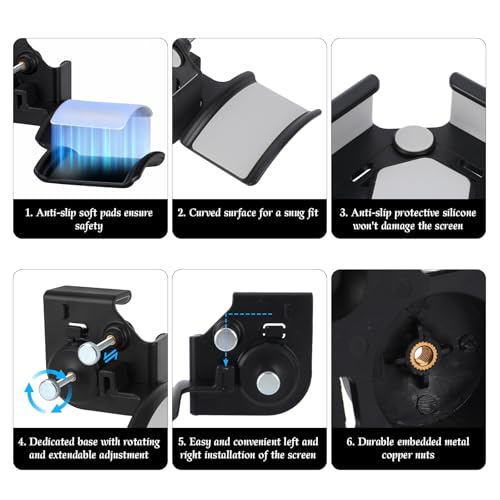 Clamp-On Monitor Headphone Stand, Adjustable Headset Hanger Rest Holder Hook Monitor Mount with Silicone Protection Desk Organizer for Home Office Gaming & Study Accessories