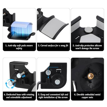 Clamp-On Monitor Headphone Stand, Adjustable Headset Hanger Rest Holder Hook Monitor Mount with Silicone Protection Desk Organizer for Home Office Gaming & Study Accessories