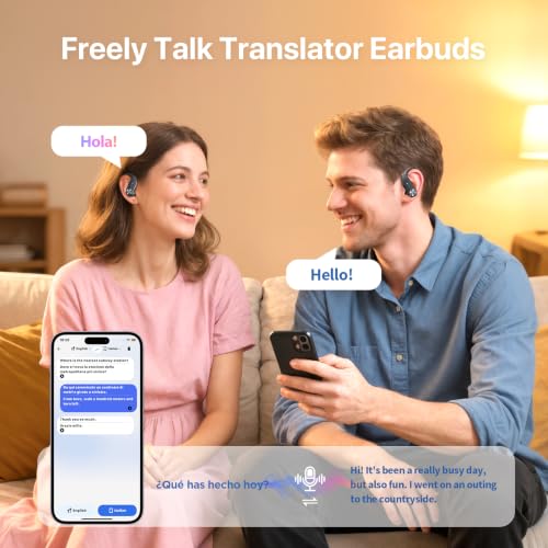 Wireless Translation Headphones, 138 Languages Real-Time Translator Earbuds, Bluetooth Hands-Free Call & Music Mode, Low Latency Portable Language Translator Earphones for Travel Business Study