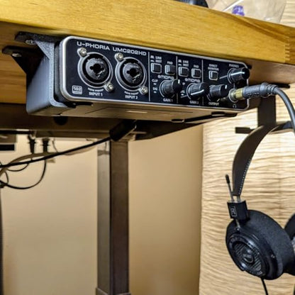Under Desk Mount for Behringer U-Phoria UMC204HD, UMC202HD, UMC22, UM2 Audio Interface Holder (Black) - color: Black