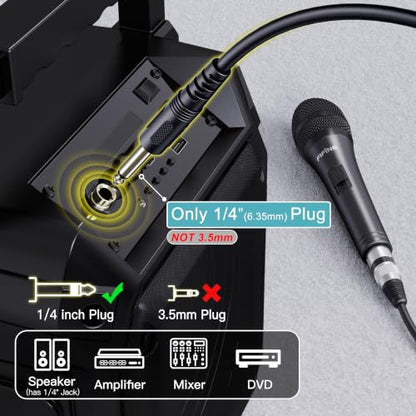 FIFINE K6 Karaoke Microphone with 1/4” Plug, Dynamic Vocal Mic for Singing