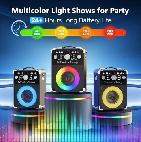 Karaoke Machine, Portable Bluetooth 5.3 Speaker with 3 Wireless Microphones for Adults, PA System with Echo Adjustment, Support TWS/TF Card/USB/AUX/TVs Connected for Home Party/Outdoor/Events etc - size: 3 Wireless Microphones