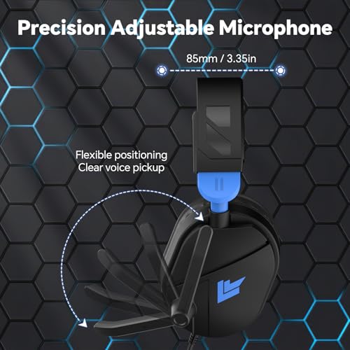 QXQ Wired Gaming Headset for PS5/PS4/PC/Switch - 3.5mm Over-Ear Headphones with Noise-Canceling Mic - RGB LED Light - Deep Bass Stereo Surround Sound - Soft Memory Foam Earpads (Dark Blue) - color: Dark Blue