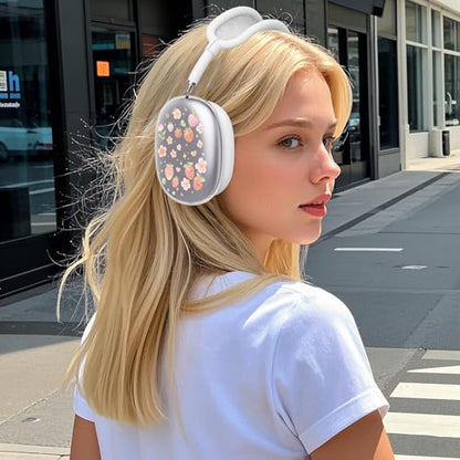 for AirPods Max Headphones Strawberry Ear Covers for AirPods Max 2 | Cute Flower Clear Ear Cups Cover | White Silicone Ear Pad Case Headband Cover for Apple AirPods Max 2/1 (2026/2024/2020) - color: Strawberry B/White