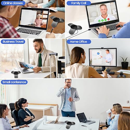 Conference Speaker with Microphone 360° Voice Pickup USB Bluetooth Speakerphone for Home Office & Meeting Room
