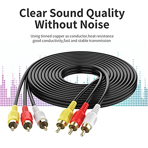 Audio Video RCA Cable, 100FT 3RCA to 3RCA Composite AV Cable Compatible with Set-Top Box, Speaker, Amplifier, DVD Player, 24K Gold Plated - size: 100FT