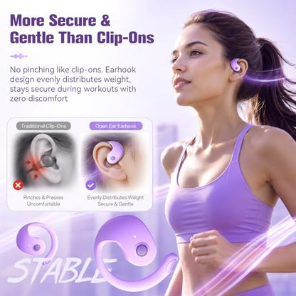 Xmenha Over The Ear Earbuds Open Ear Headphones Over The Ear Headphones | Over Ear Earbuds Air Bone Conduction Earbuds Earphones Air Bone Conducting Conduction Headphones Bluetooth - color: Purple, style: Normal