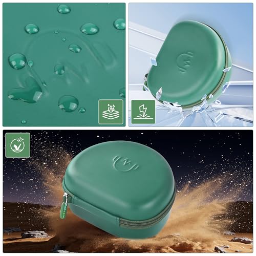 Hard Headphone Case for JLab JBuds Lux ANC/Raycon The Everyday, Green | Foldable Over-Ear Headphones Travel Carrying Case,Mesh Pocket,Hard Eva Shell - color: Green