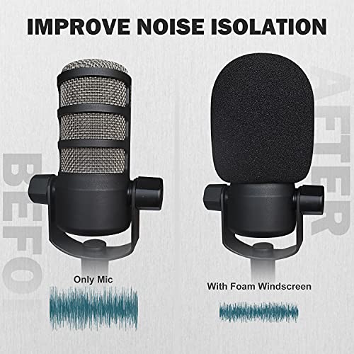 Pop Filter Foam Mic Cover Compatible with Rode PodMic NT1-A NT-USB NT2-A Procaster Podcaster Microphones Effectively Reduce Noise (2 Packs)