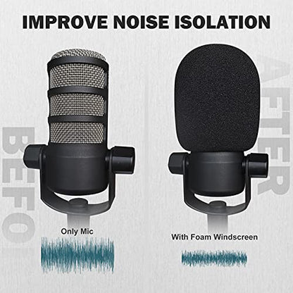 Pop Filter Foam Mic Cover Compatible with Rode PodMic NT1-A NT-USB NT2-A Procaster Podcaster Microphones Effectively Reduce Noise (2 Packs)