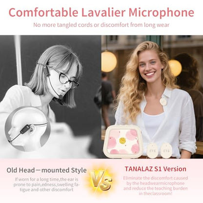 S1 Voice Amplifier Wireless, 25W Portable PA System with Dual Wireless Lavalier Mics, Bluetooth Speaker with Shoulder Strap for Classroom, Training, Tour Guiding & Public Speaking (White) - color: White