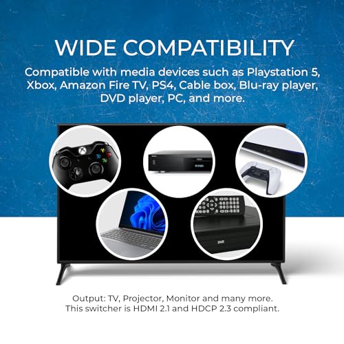 OREI 8K 4-Port HDMI Switch, 4-in 1-Out eARC, Audio Extractor, 8K@60Hz, HDR | hdmi switcher 4 in 1 out, hdmi switch with remote, eARC, HDCP 2.3, EDID, Optical & L/R Audio Out, PS5/Xbox