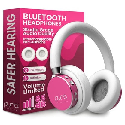 Puro Sound Labs BT2200 Plus Volume Limited Headphones for Kids - Bluetooth, Studio-Grade Audio, Over-Ear & Comfy Design, 20-Hour Battery Life, Easy to Connect Wireless Headphones for Kids, Blue & Pink