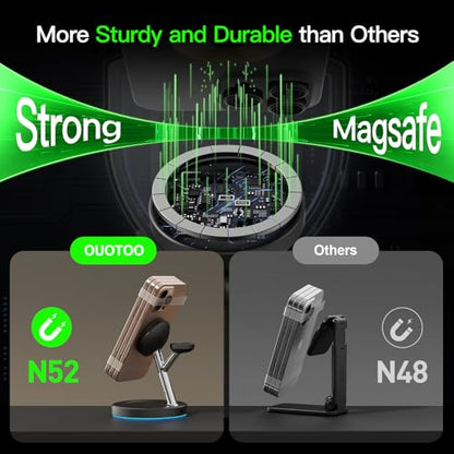 3 in 1 MagSafe Wireless Charger Stand for iPhone Apple Watch AirPods | Adjustable Blue Ambient Light,15W Magnetic Charging Station for iPhone 17 16 15 14 13 12 Series wireless charging station - color: Black