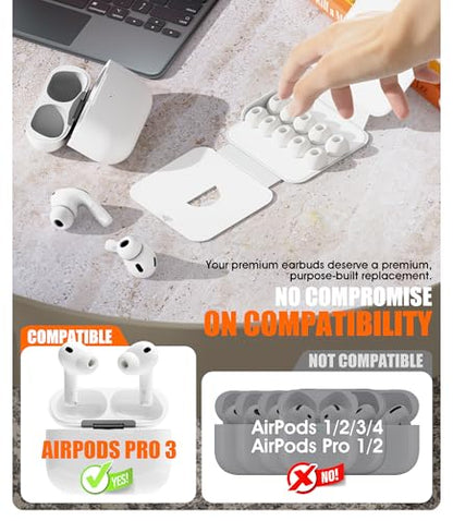 5 Pairs Replacement Ear Tips for AirPods Pro 3 (Large) | Foam-Infused Hybrid Silicone Eartips for AirPods Pro 3 Ear Tips Accessories with Cleaning Pen & Storage Box - size: L