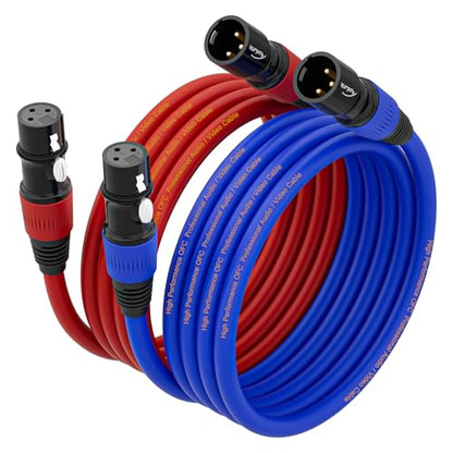 XLR Cables, XLR Male to Female 6ft, Gold-Plated 3 Pins Microphone Cable - 2Pack - size: 6ft