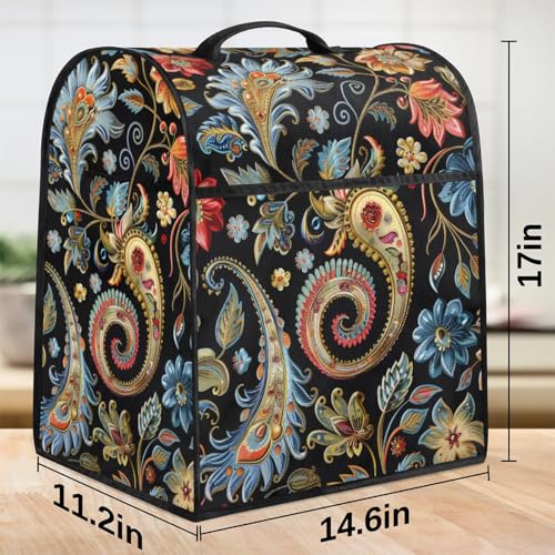 Kitchen Aid Mixer Cover Compatible with 6-8 Quarts, Paisley Stand Mixer Cover, Dust Cover with Zipper Pocket, Kitchen Aid Mixer Accessories, Kitchen Appliance Organizer Bag - color: Paisley