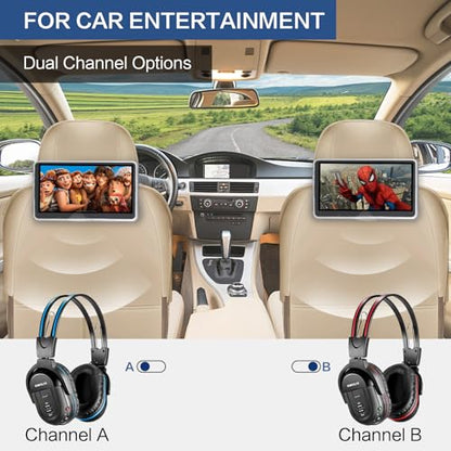 SIMOLIO Wireless Headphones for TV Watching, IR TV Headphones for Home Theater/Outdoor Movie/Car DVD with Transmitter, Tone Control & Dual Channel Options, Digital Optical/RCA/AUX Connection - style: 4 Pack