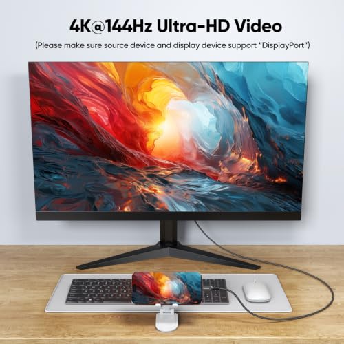 USB C Monitor Video Cable, 4K@144Hz Display/20Gbps Data/100W Charge, 3 Feet - size: 3ft
