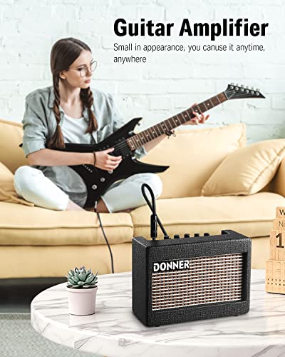 Donner Mini Electric Guitar Amp Wooden 5W Small mplifier Desktop Practice Guitar Speaker, M-3 - color: Wood