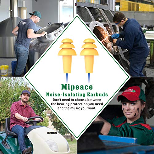 MIPEACE Work Earbuds Headphones,Safety Industrial Ear Plugs Headphones with mic and Volume Control- Noise Reduction Earphones for Work Construction