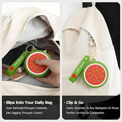 【Woyinger】 Fruit Shaped Silicone Earbud Case for AirPods, Tech Organizer Pouch with Keychain & Wrist Strap, Mini Cable Coin Wired/Wireless Earphone Holder, Watermelon - color: A2-Watermelon