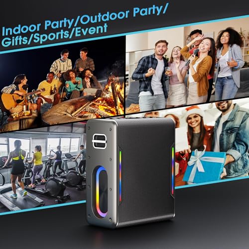Karaoke Machine for Adults, Portable Bluetooth Karaoke Speaker with 2 Wireless Microphones, 2 Voice Mode & LED Party Lights, Party Birthday Gifts for Kids Family,Supports BT/TWS/AUX/USB/TF