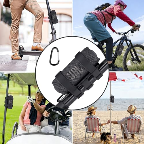 khanka Adjustable Speaker Mount for Bike/Boat/Golf Cart,Black | Adjustable Speaker Strap Holder for Most Bluetooth Speakers, Fits 1.5 to 2.0 Inch Bars, Non-Slip Outdoor Speaker Attachment - color: black