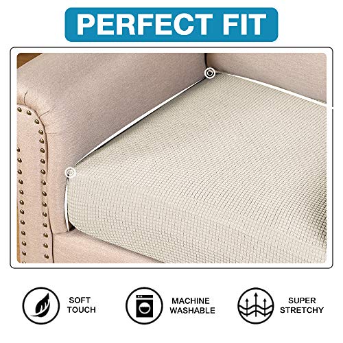 Flamingo P Super Stretch Couch Cushion Cover 1 Pack Individual Seat Slipcover with Elastic Bottom, Machine Washable Furniture Protector (1 Seat Cushion Cover, Biscotti Beige) - color: Biscotti Beige, size: 1 Seat Cushion Cover