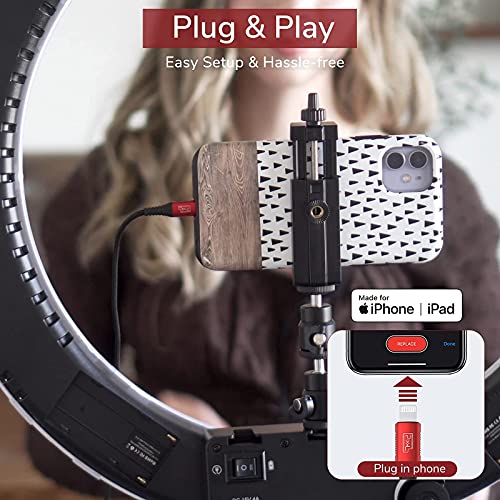PIXEL Lavalier Microphone for iPhone (Apple MFi-Certified) | Lav Mic for Vlogging | External Microphone for Video Recording, Compatible with All Lightning Devices (10ft) - size: 3m