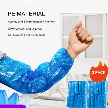 Disposable Oversleeves Covers, 200PCS Plastic Arm Sleeves Covers for Painting Repairing Cleaning Tattooing - Blue - color: Blue