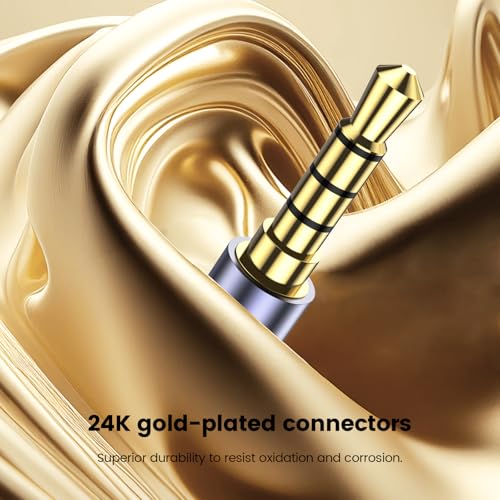 MOSWAG 3.5mm Audio Cable 3.5mm Male to Male Audio Cable 4Pole TRRS Jack Aux | Nylon Braided Hi-Fi Stereo Aux Cord for Headphones, PS4, Smartphone, Tablets, Headset, PC, Laptop and More - size: 32.8FT/10Meter