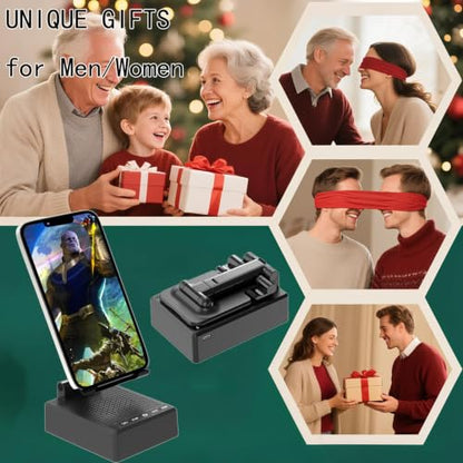 Gifts for Dad Mom Boyfriend,Cell Phone Stand with Wireless Bluetooth Speaker,HD Surround Sound Bluetooth Speaker for Home Kitchen and Outdoors Compatible with Mobile Phone, Gifts for Men Women(Black)