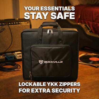 Rockville MBP2220 Pro Mixer Bag, 22"x20", Rugged Design, Padded Dividers, Water-Resistant, Comfort Straps, Perfect for Mixers, DJ Equipment