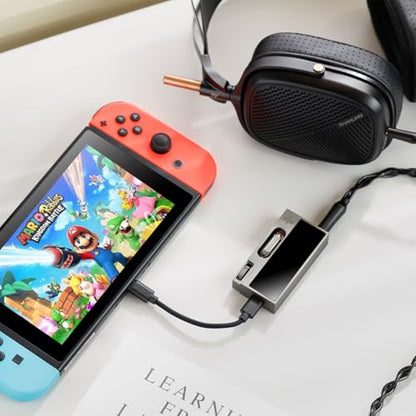 SHANLING UA7 Portable Headphone Amplifier,High-End with Tube Flavoring,USB Dongle DAC AMP,ES9069 DAC,Dual JAN6418 Tubes,Support 768kHz/32bit,DSD512,577mW@32Ω Output,3.5mm+4.4mm Jack (Grey) - color: Grey